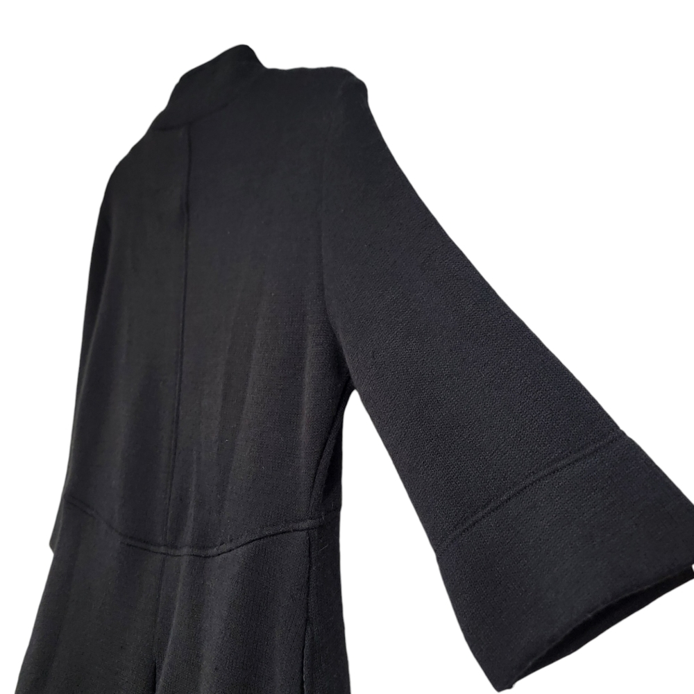 Lisa International Black Button Down Wool Blend 1/2 Sleeve Coat - Picture 13 of 14